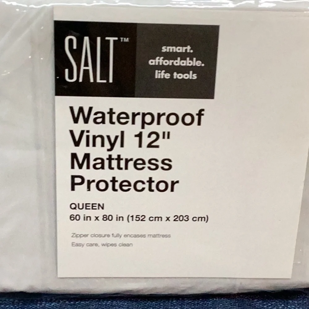 SALT Vinyl Waterproof 12 inch Mattress Cover  queen new